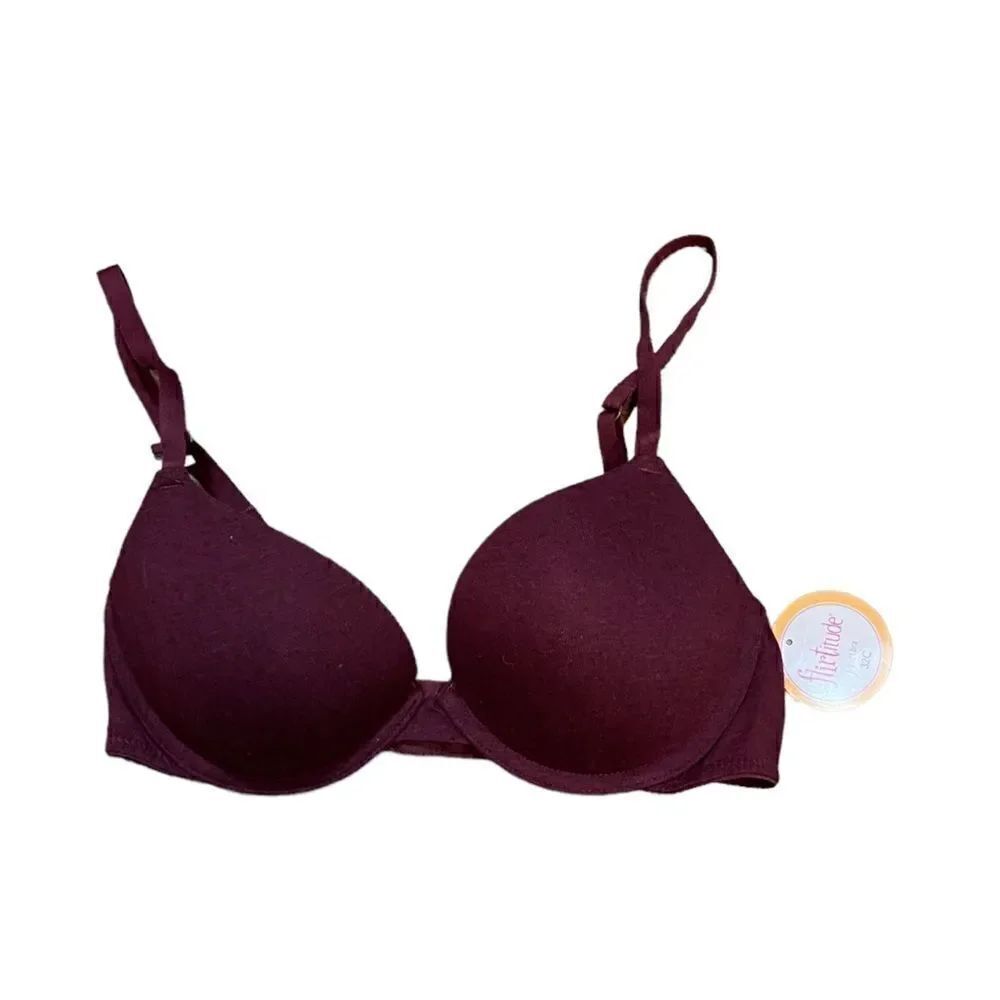 NWT Flirtitude Maroon Cotton T-Shirt Bra 32C